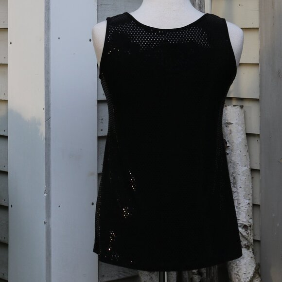 Clara Sun Woo Black Fol Print Dot Knit Sleeveless Top Sz XS - Picture 4 of 6